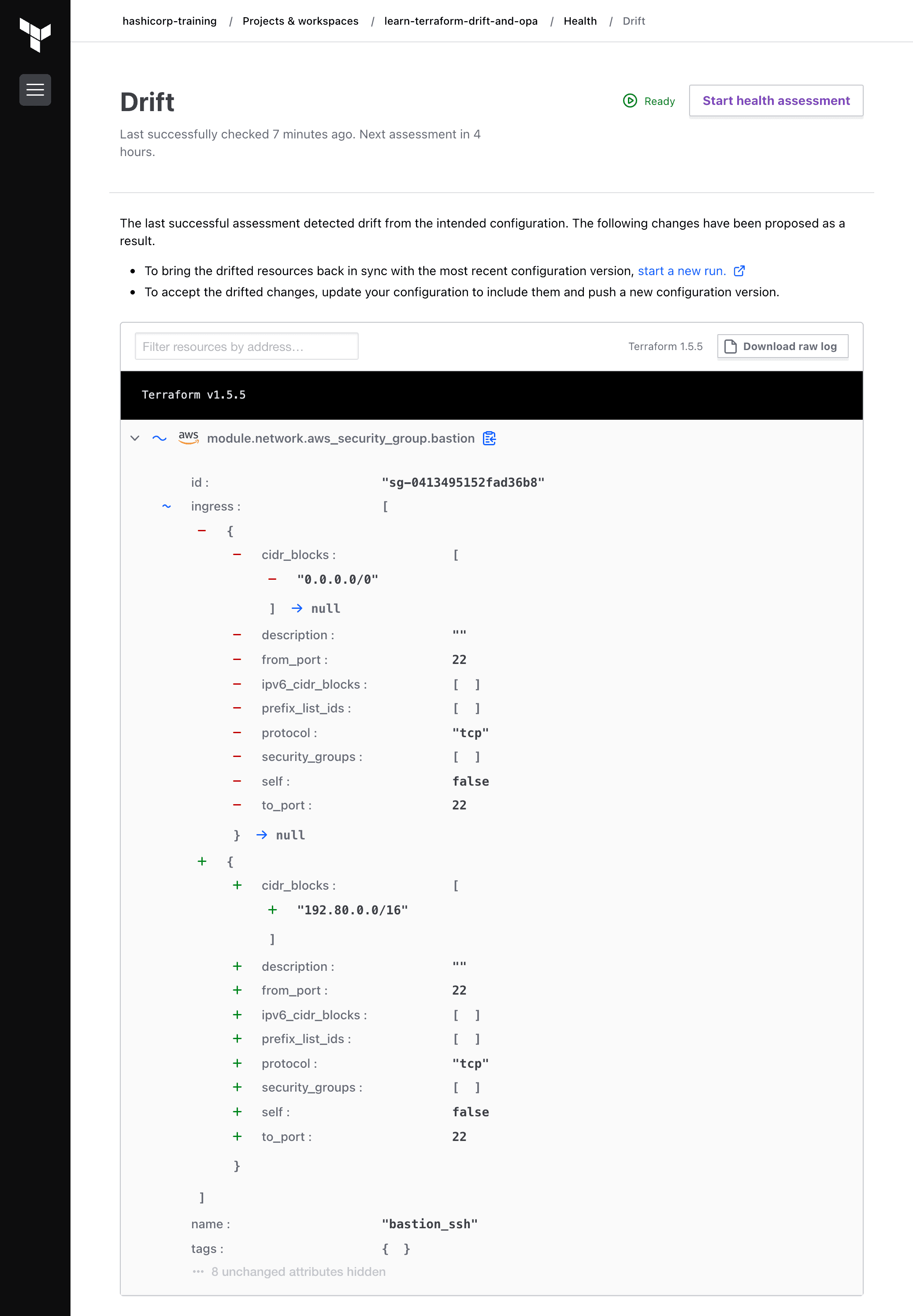 HCP Terraform drift detection